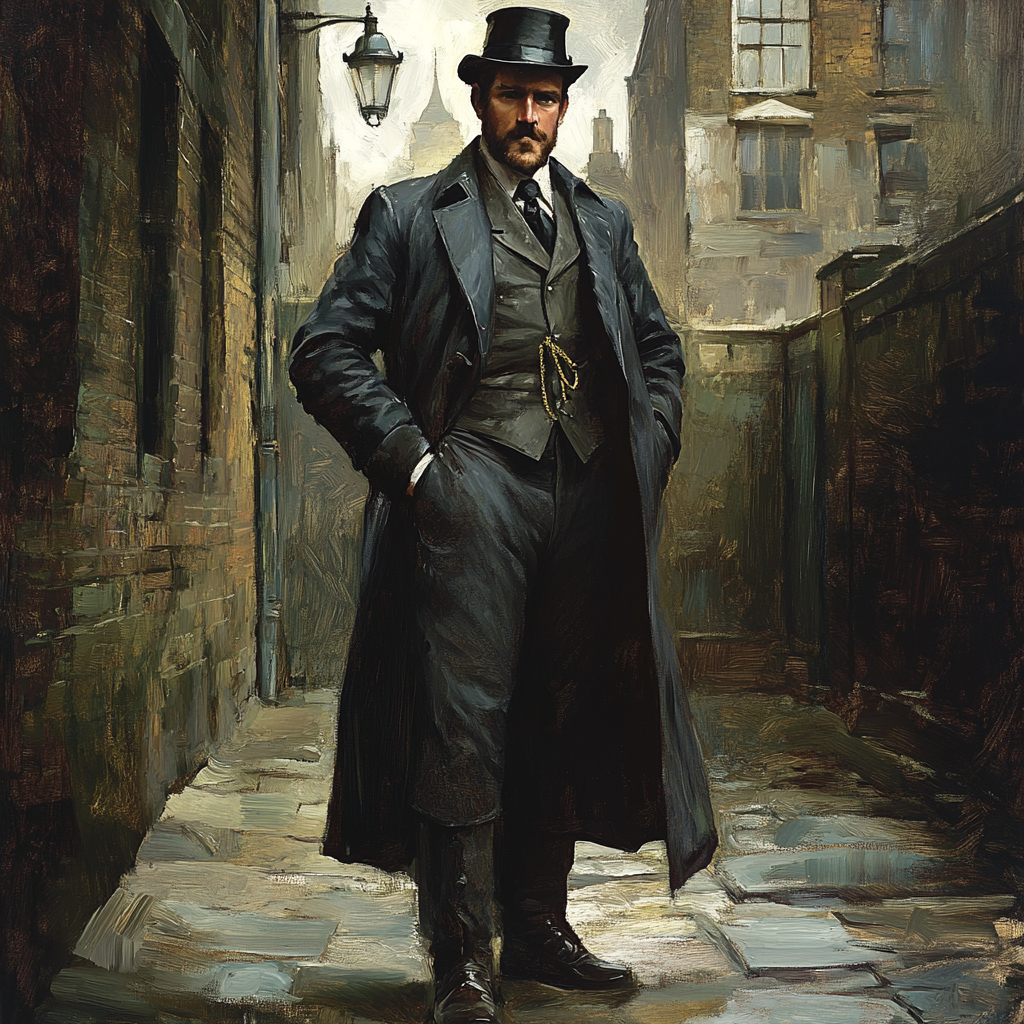 1870 Police Investigator with Robust Build in Long Wool Coat - Keith Parkinson Art