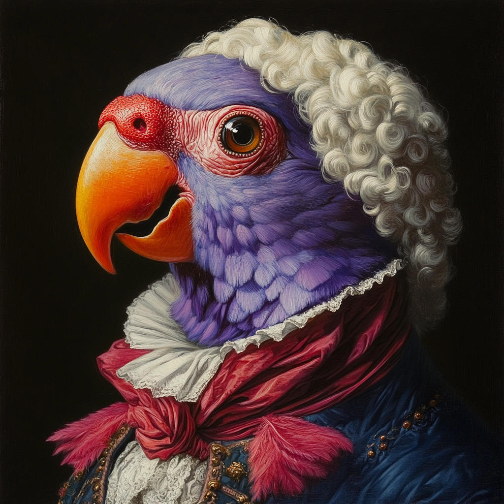 18th Century Oil Painting Portrait Human Parrot Mashup 