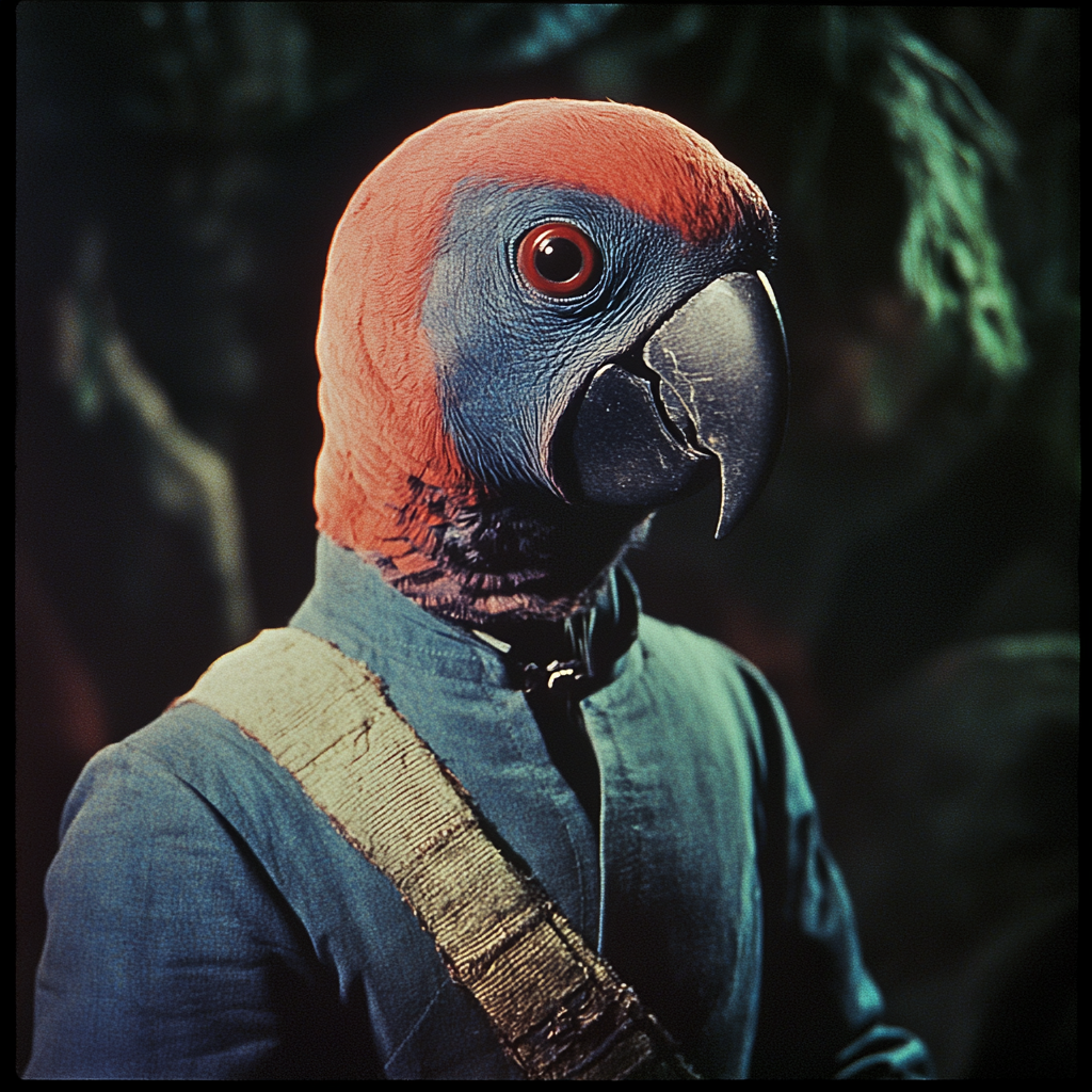 1950's Fantasy Film with Parrot-Headed Humanoid