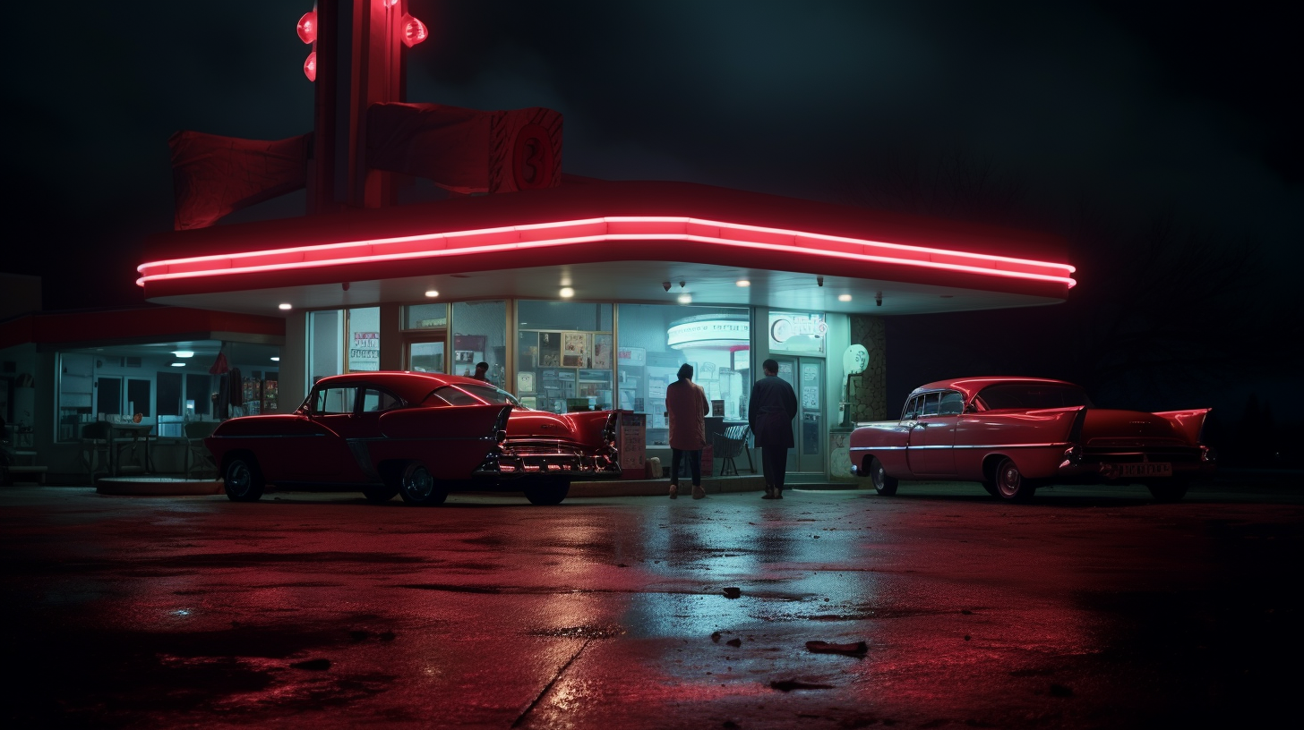 Waitress serving a delicious meal at a 1950s drive-in