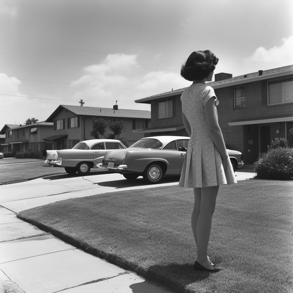 1950s suburbia woman vintage photo