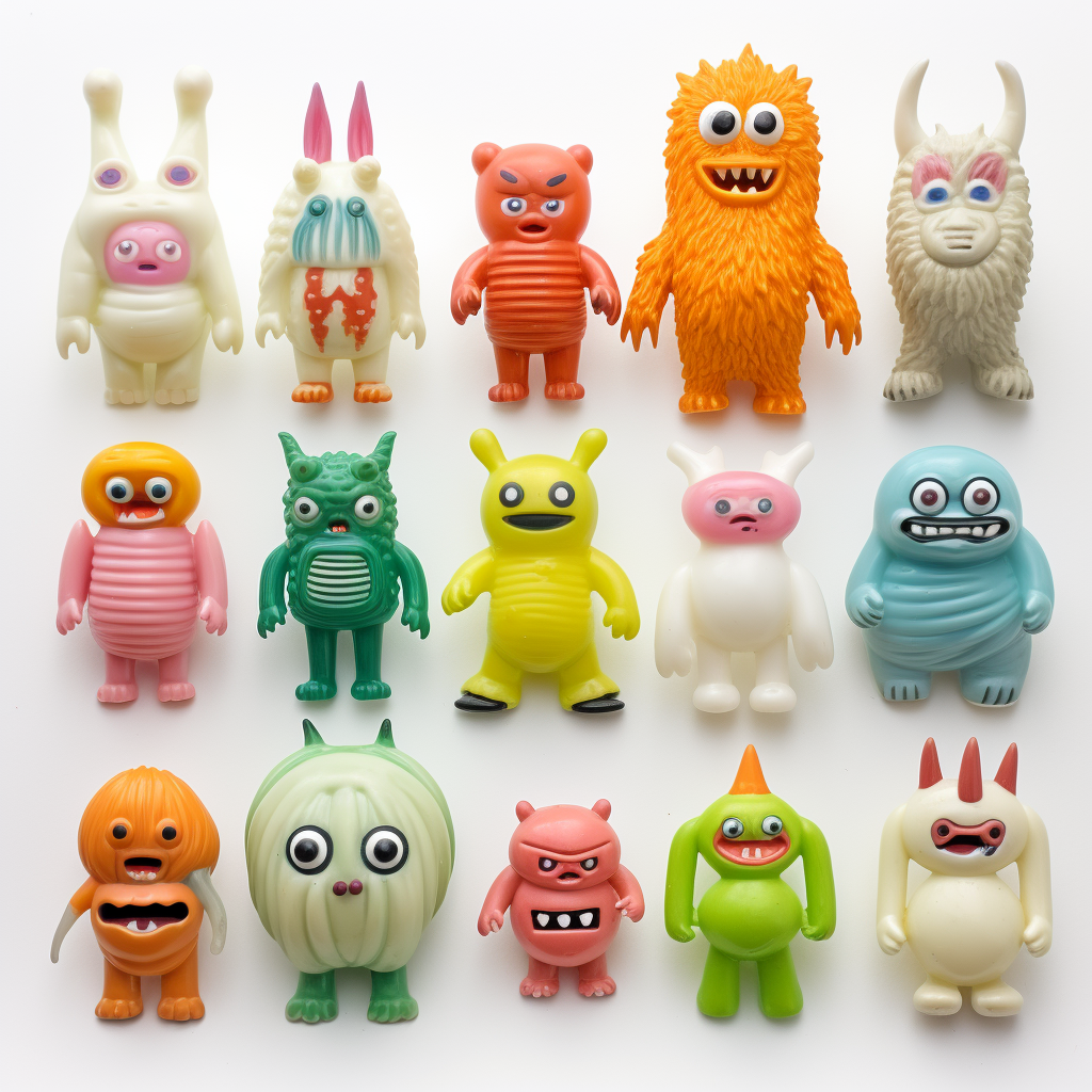 1960s Japanese bootleg toy monster characters, injection molded plastic