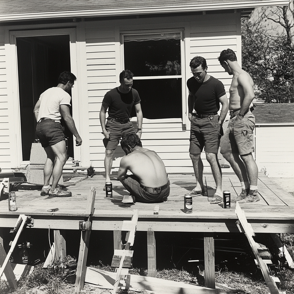 1960s Men Building Deck, Looks Bound to Fail