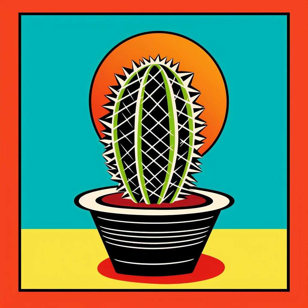 Vintage art deco cactus poster