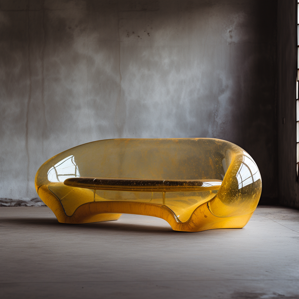 Vintage spaceage resin sofa in concrete space