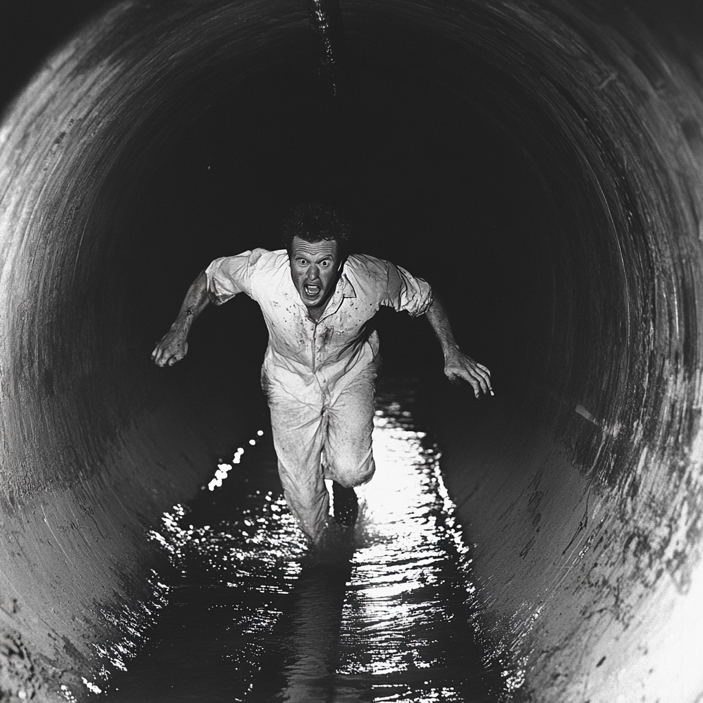 1964 black and white photo of crazed man.