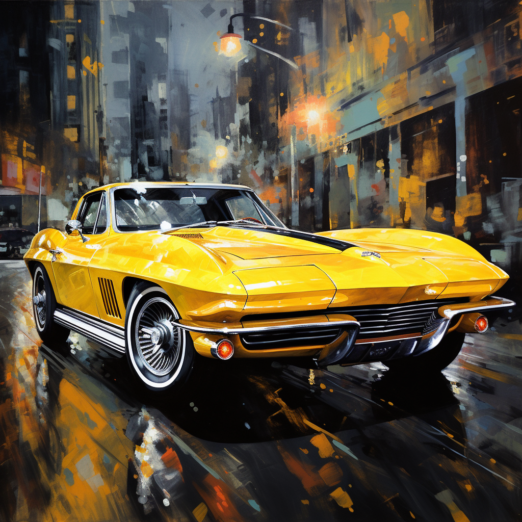 Yellow 1965 Corvette Adventure Painting