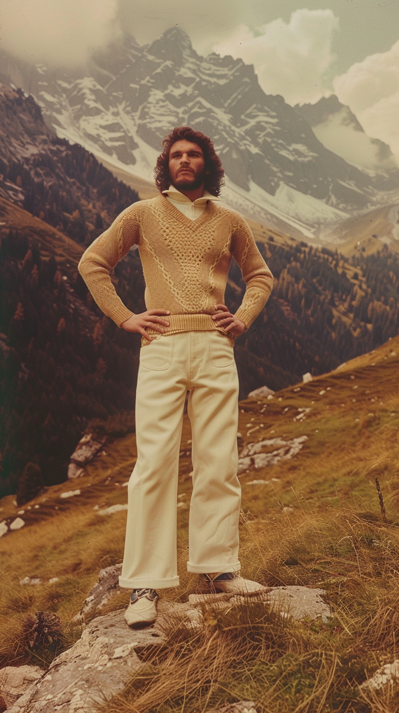 Cheesy man in 1970s fashion