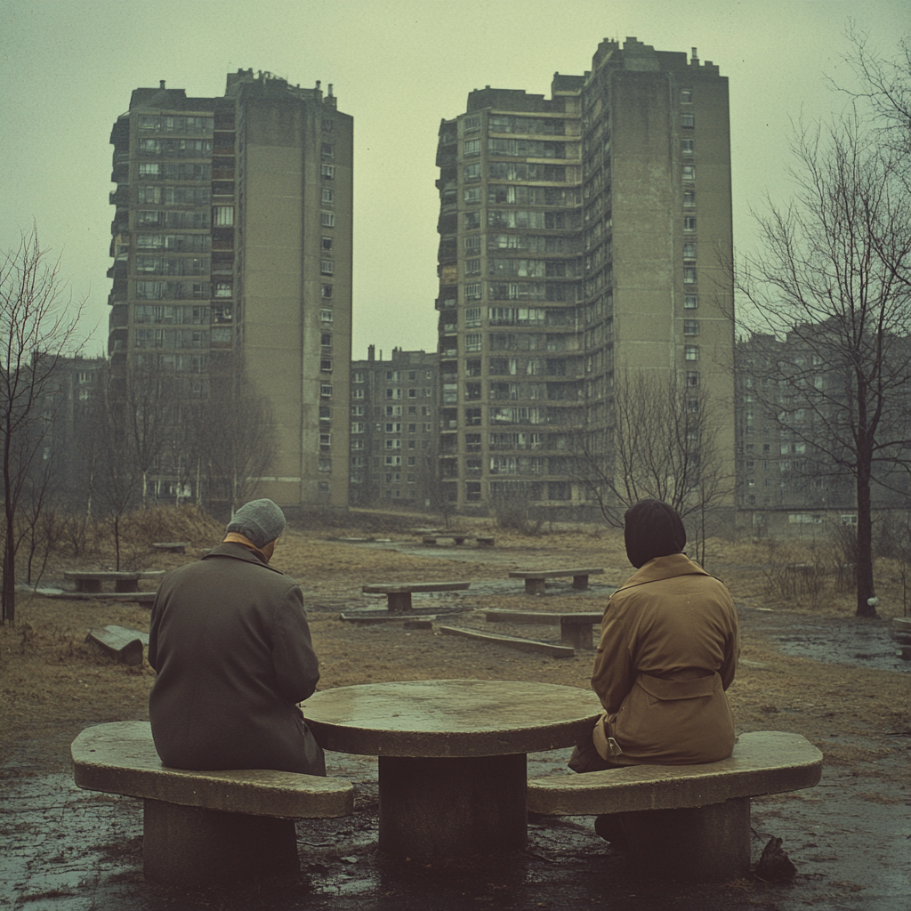 Postmodern Concrete Towers Playground Scene