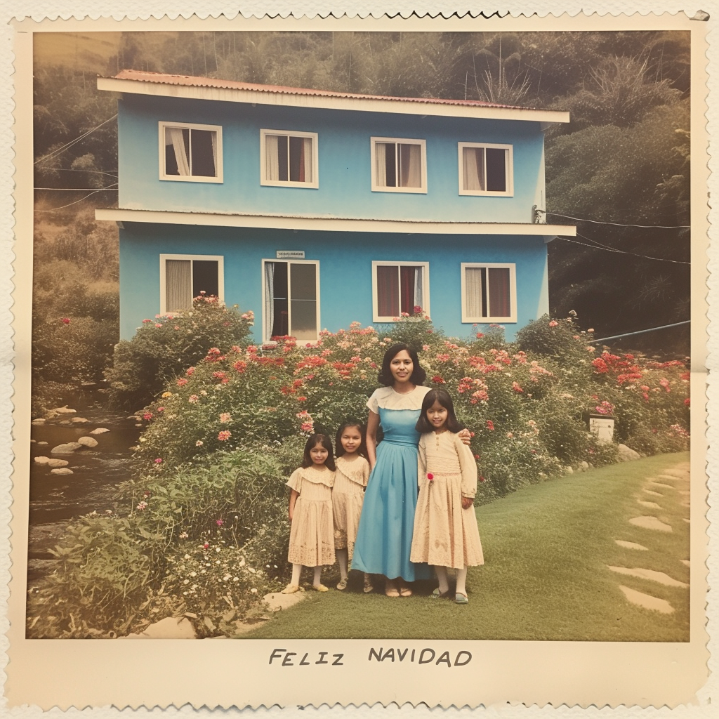 1970s Polaroid Photo Mexican Mother and Daughters