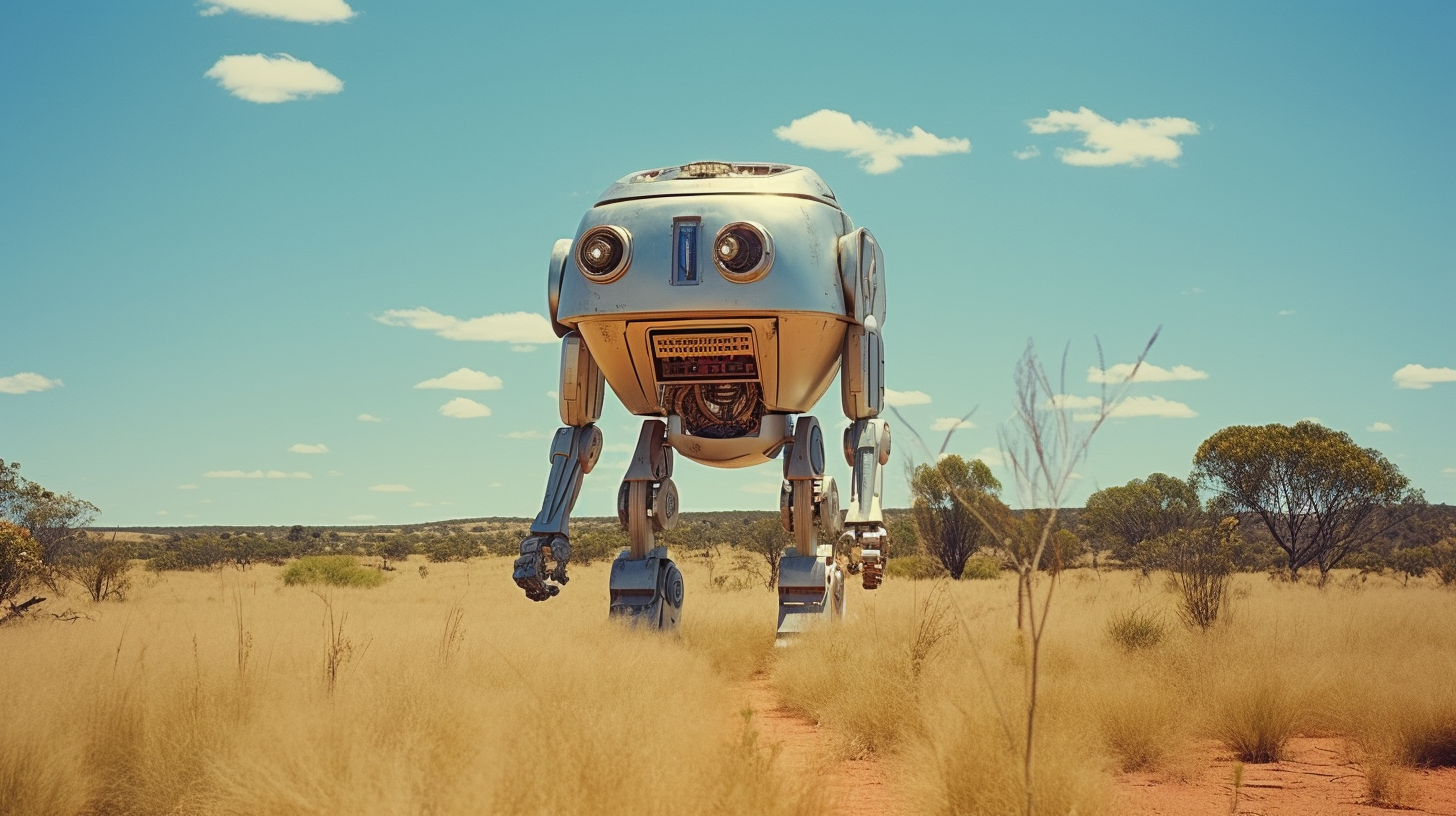 Robot walking in the Australian outback