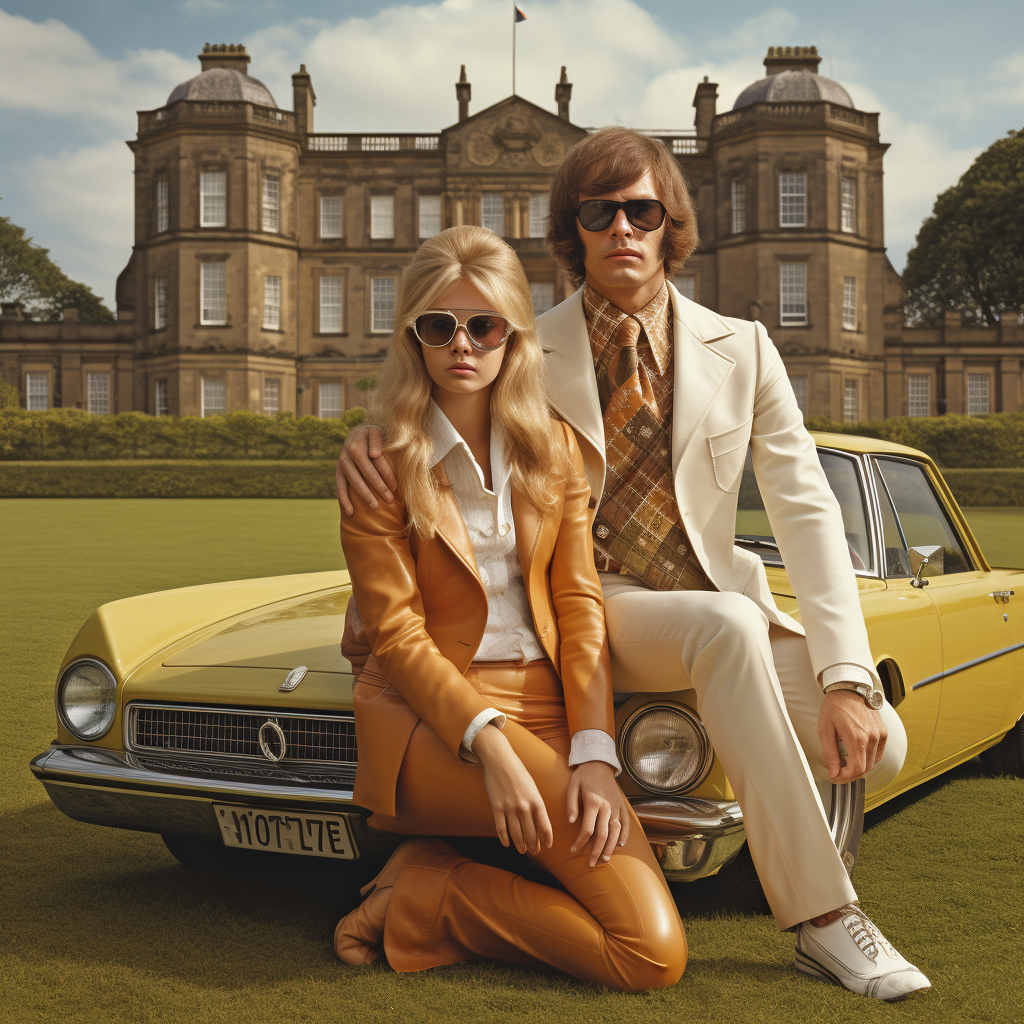 1970s newlyweds at Hopetoun House