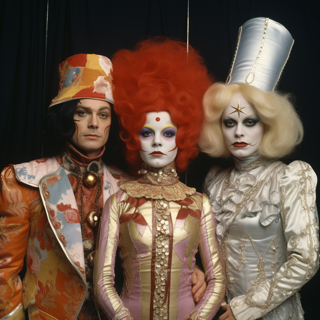 Colorful circus performers in 1970s art house film