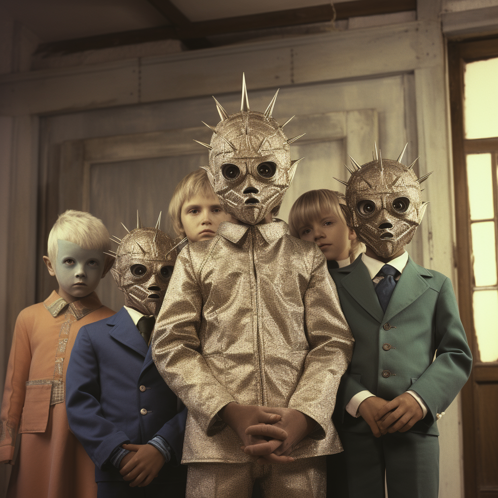 1970s mannequin spiky mask brain children heroes