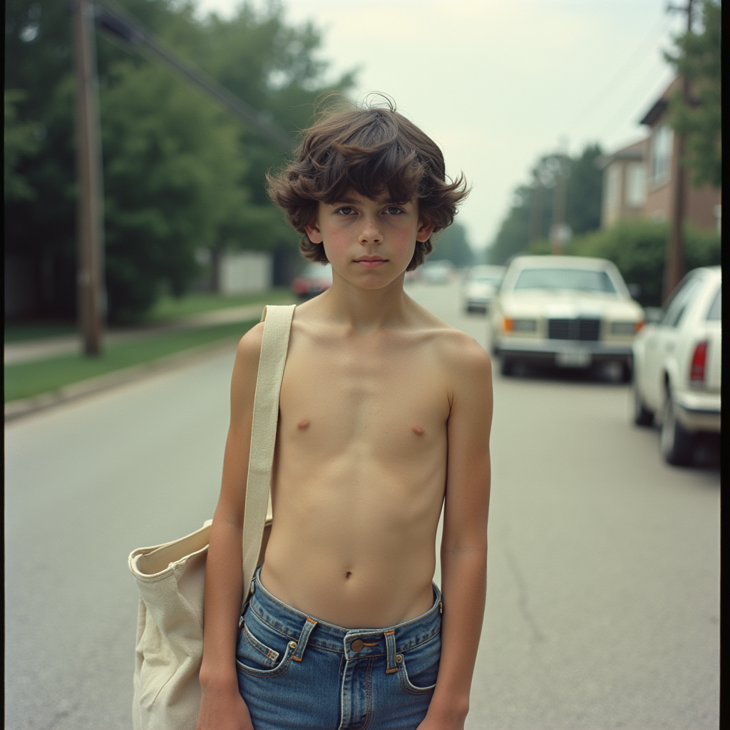 1980s Teen Newspaper Boy in Suburb Summer