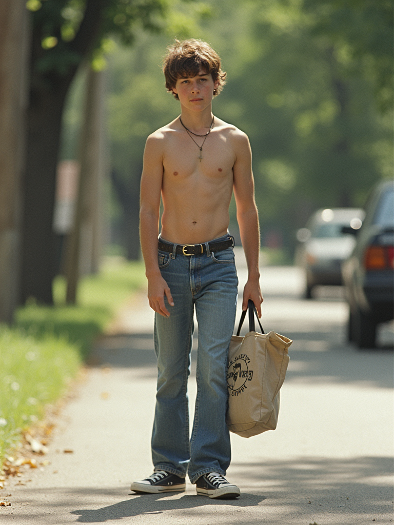 1980s Teen Newspaper Carrier in Summer Suburb