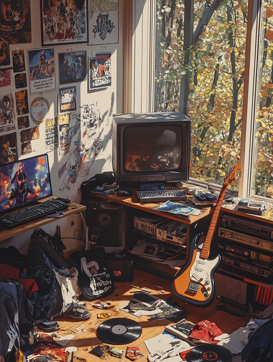 1980s Teenage Boy's Bedroom with Music and Gaming Gear