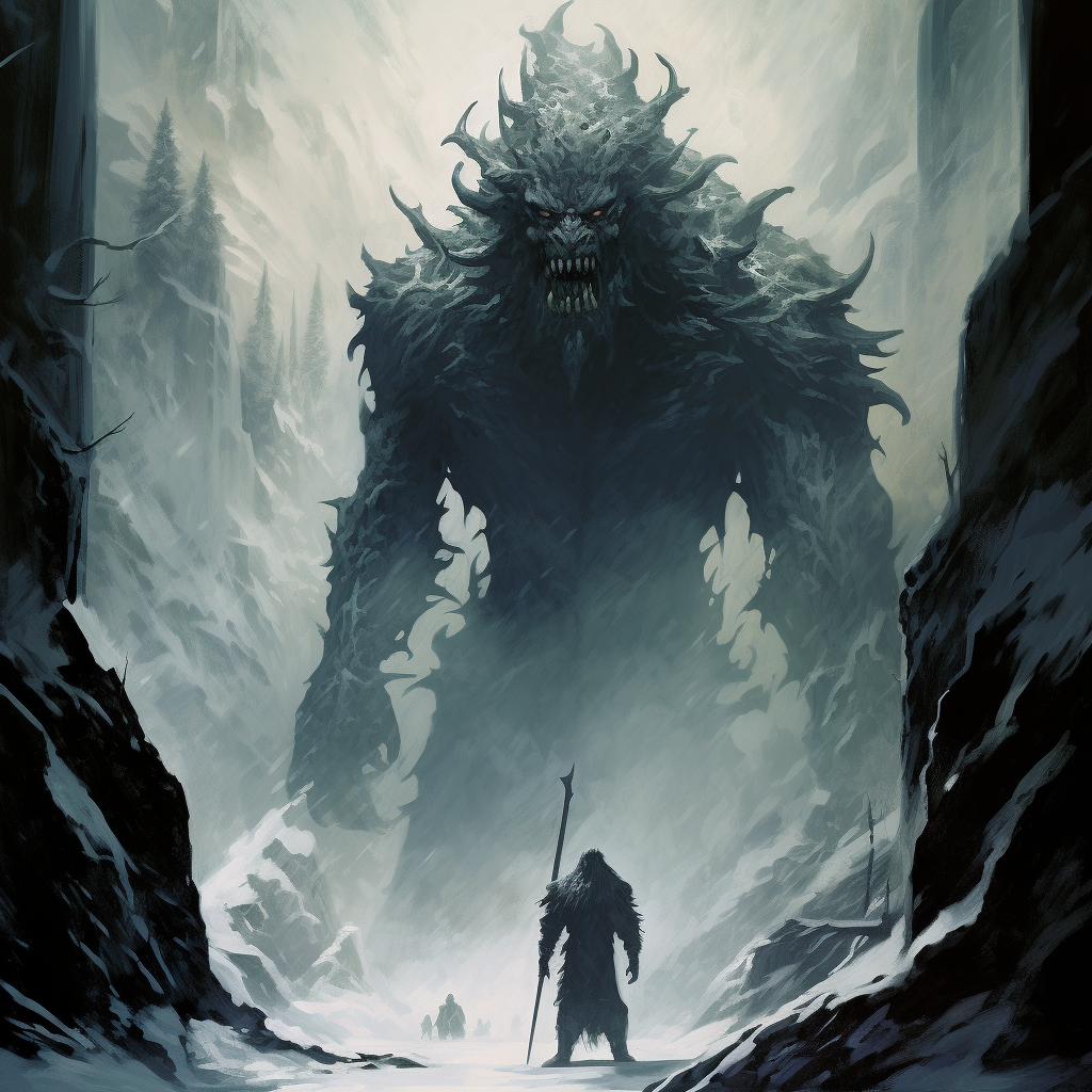 Winter white demon in a fantasy setting