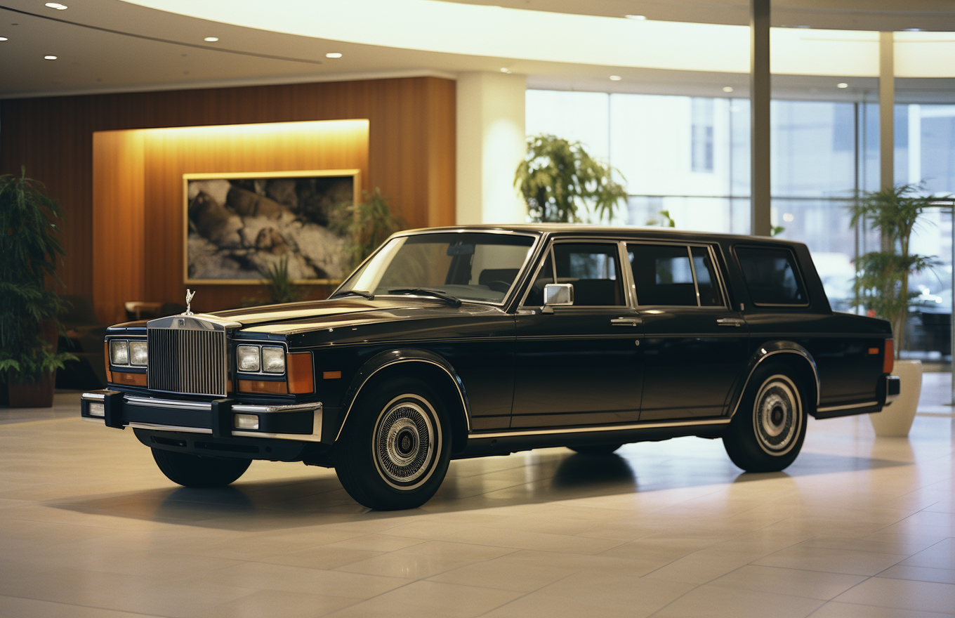 1980s Rolls Royce Cullinan SUV parked in showroom