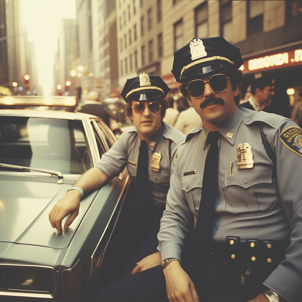 1980s New York Cops in Police Cars