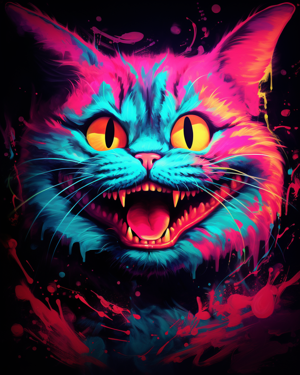 Glowing 1980s Cheshire Cat art