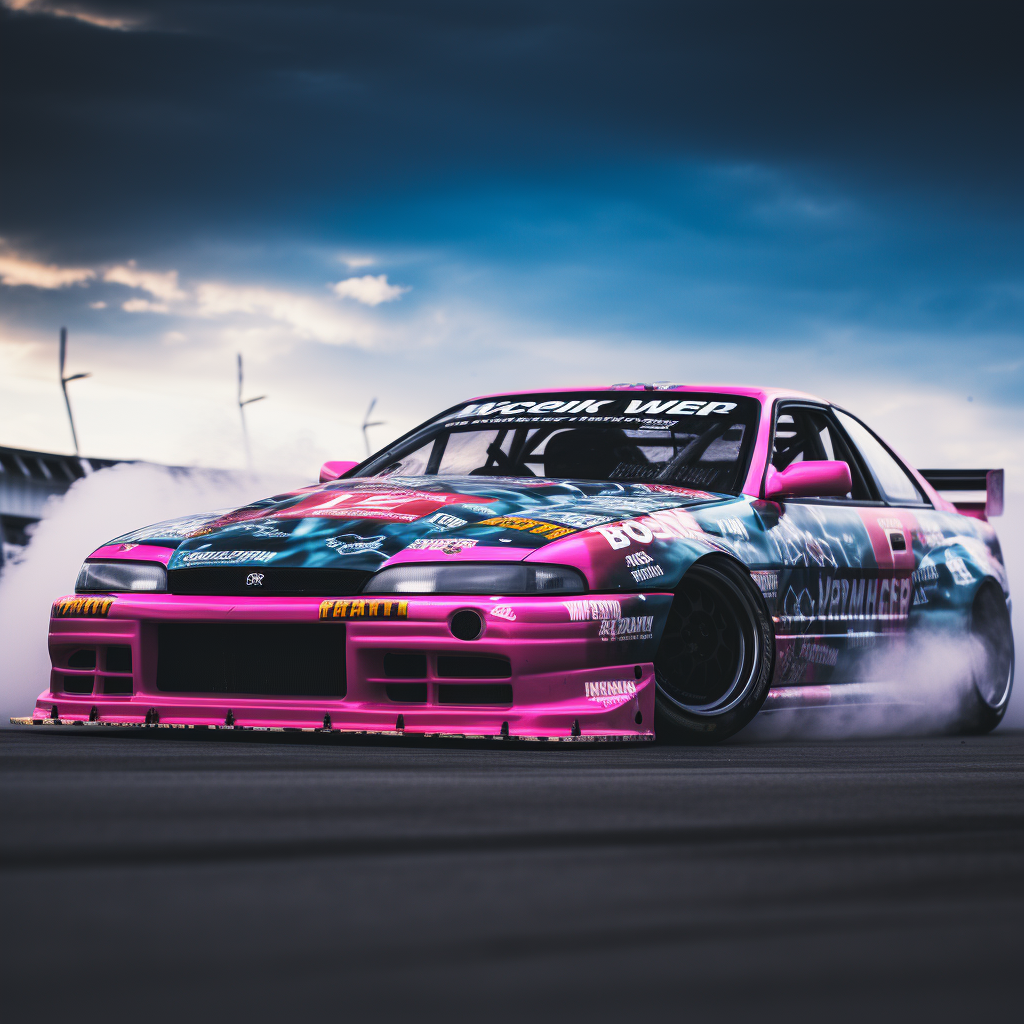 Vintage formula drift car in action