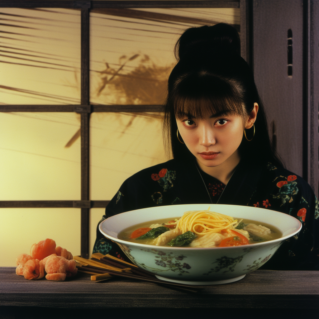 Cool, moody 1990s ramen print