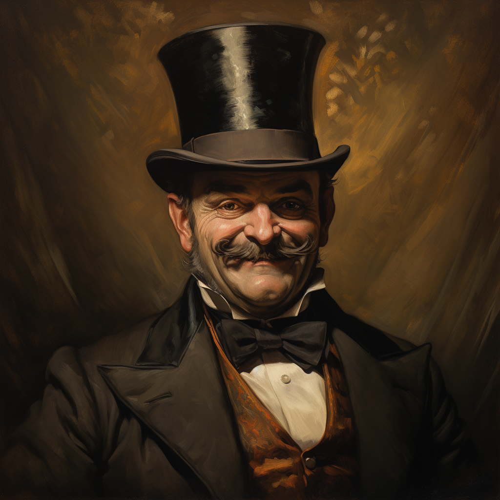 Sinister 19th Century Villain with Top Hat and Moustache