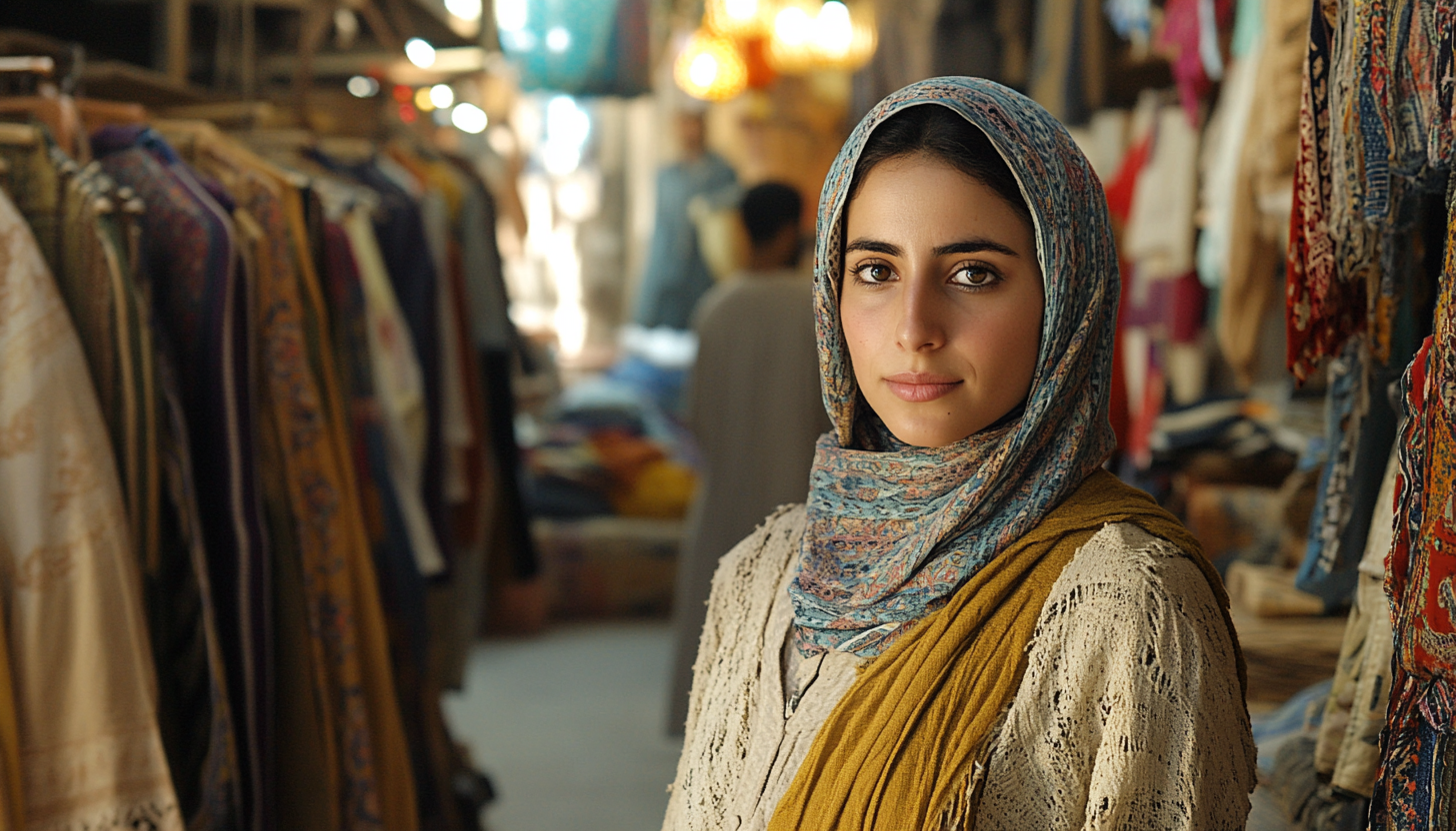 2000s Middle Eastern Clothing Shop: Wide Shot