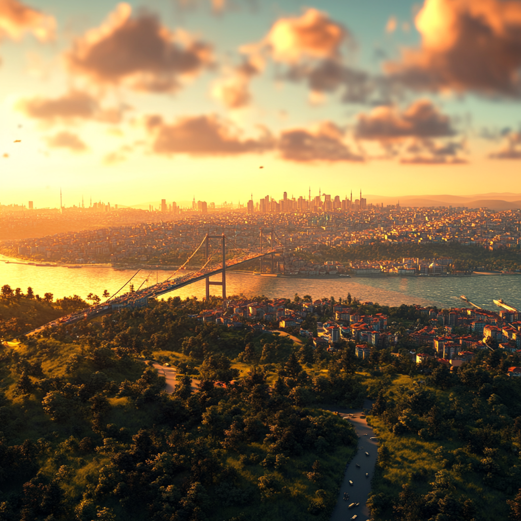 2024 Istanbul City View, Creative 3D Bridge Render