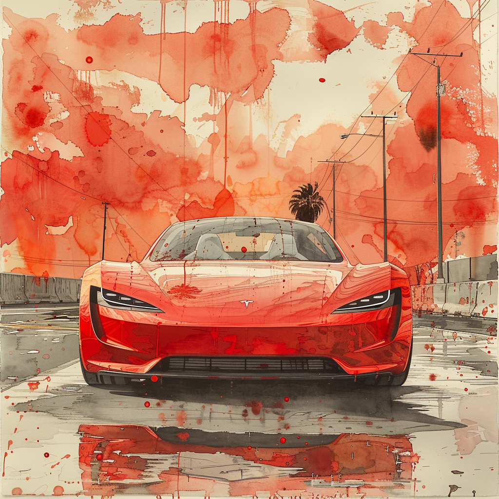 2025 Tesla Roadster Watercolor Architecture