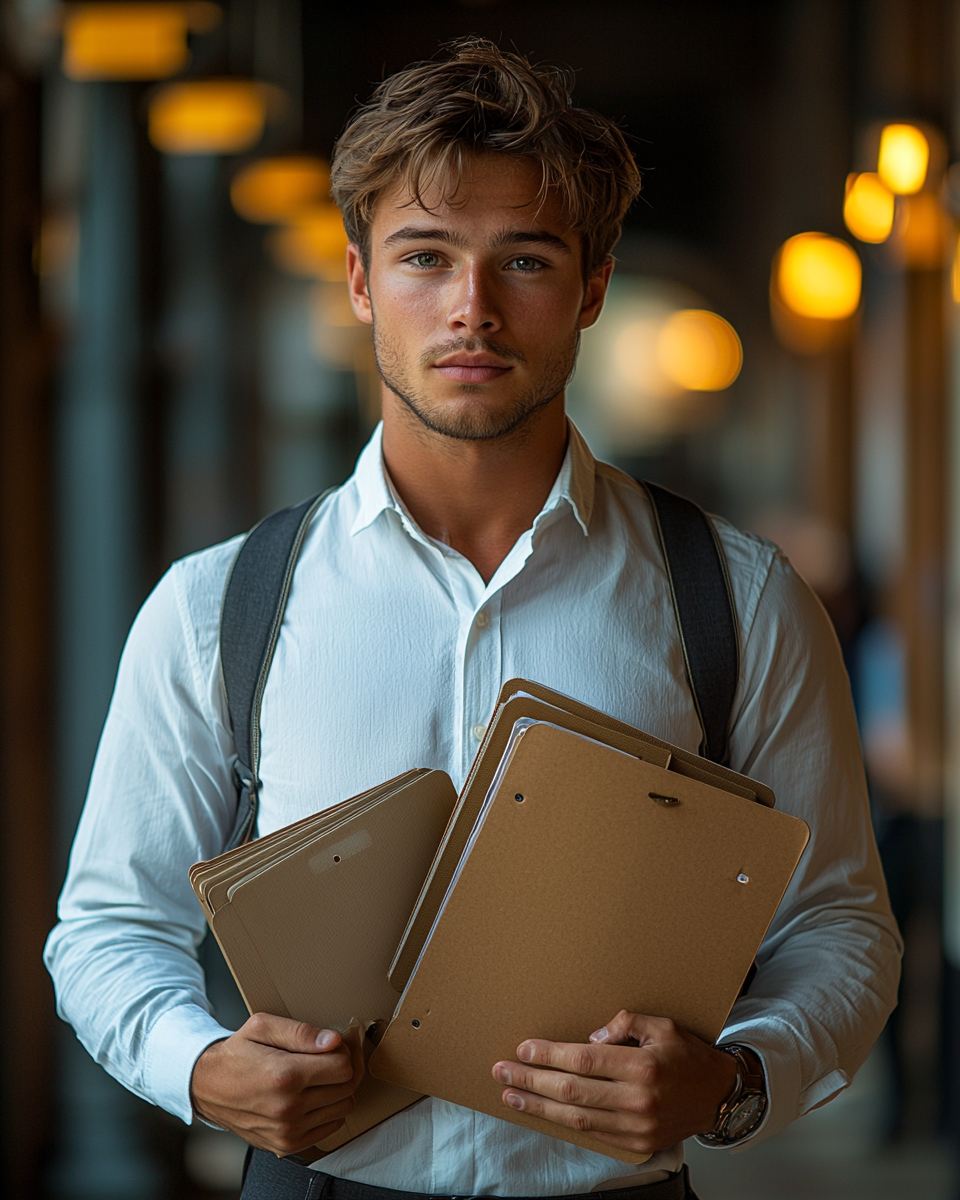 22-Year-Old Man in Office Attire Smiling 