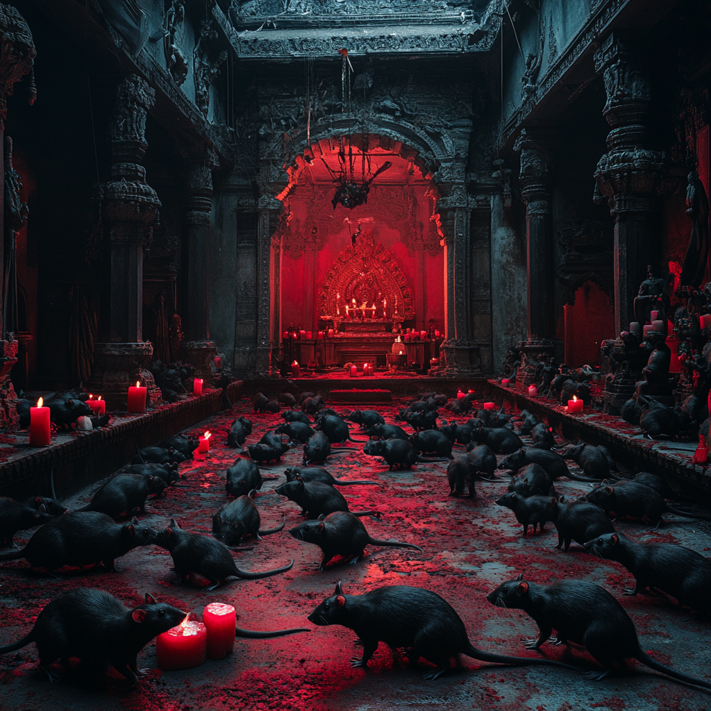 25,000 Black Rats in Hindu Temple: Dark, Cinematic, Detailed