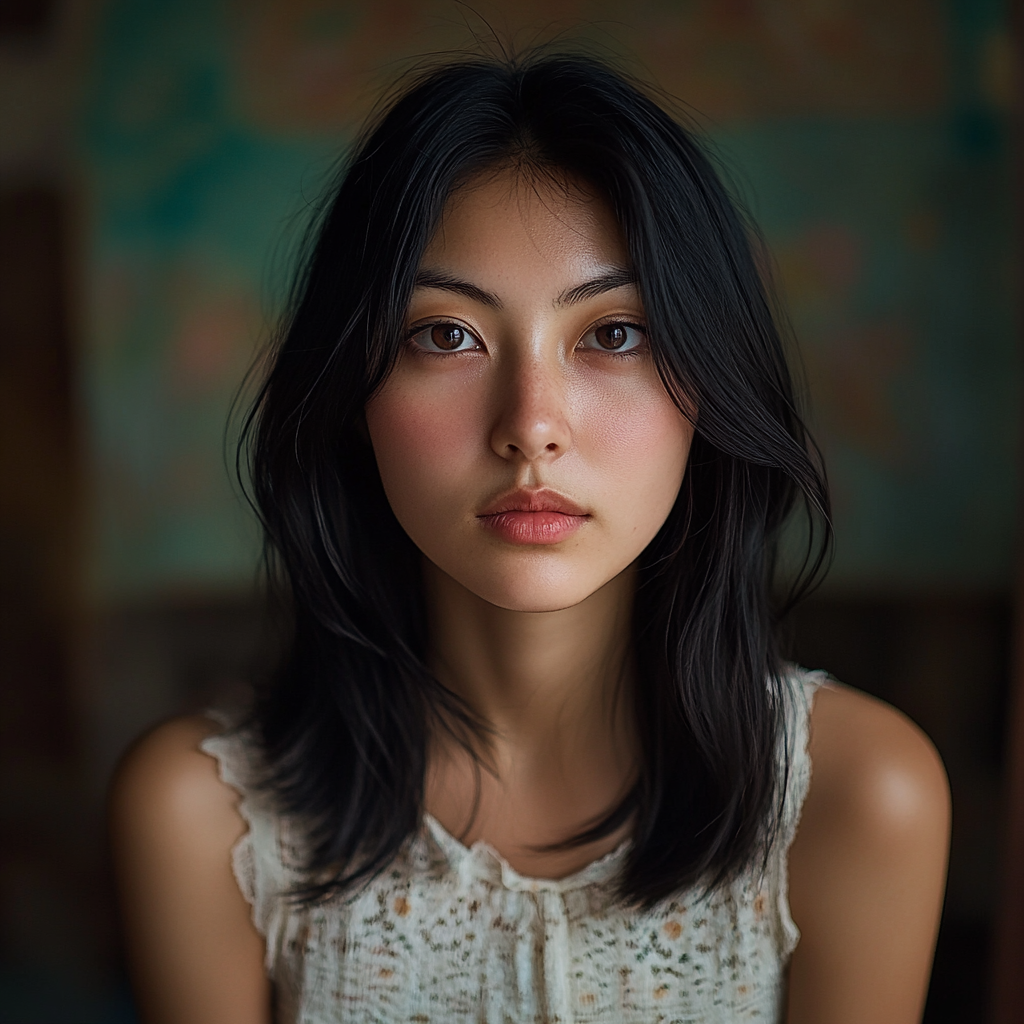 28-year-old woman portrait, looking at camera, Nikon Z7 II