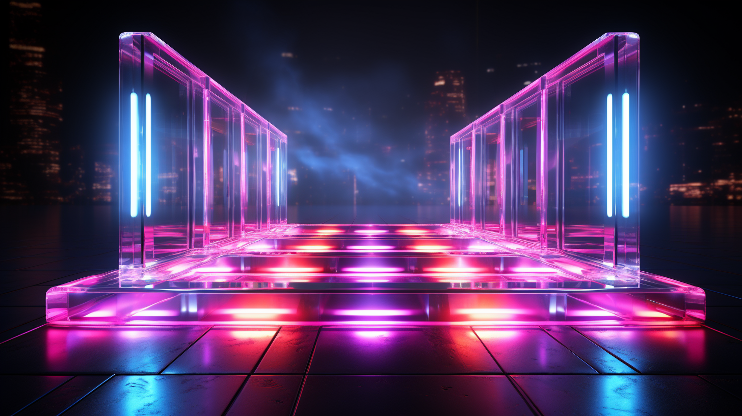 Stylish neon lights border corner design