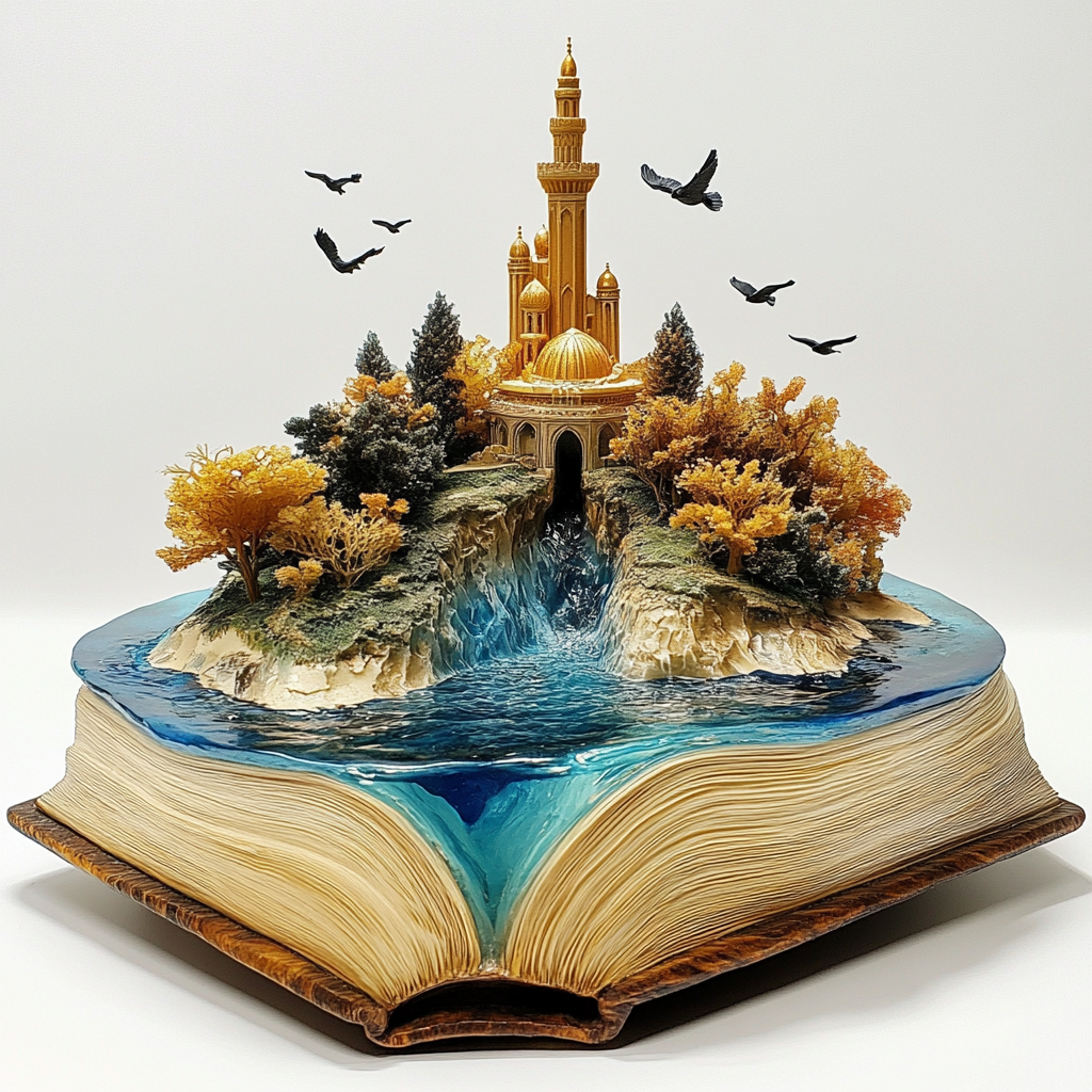 3D Resin Carving of Baghdad Island Book Illustration