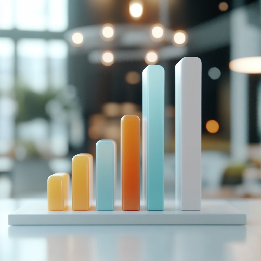 3D bar graph with modern design and colors.