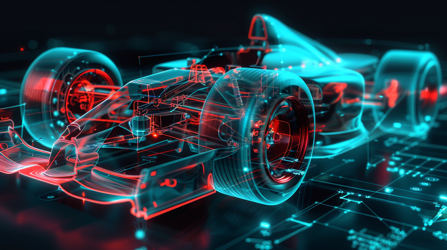 3D diagram of car anti blocking system in color.