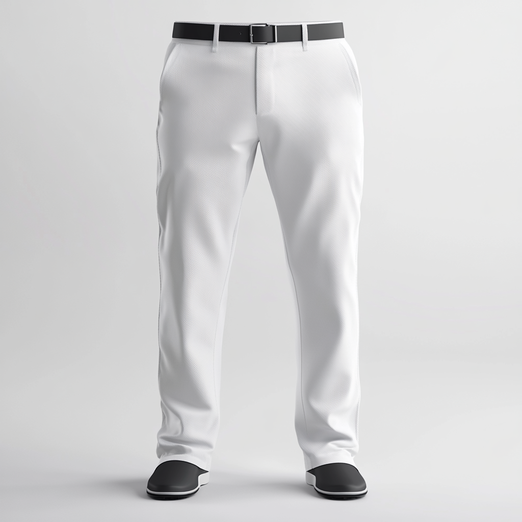 3D mens golf pants with textured twill fabric.