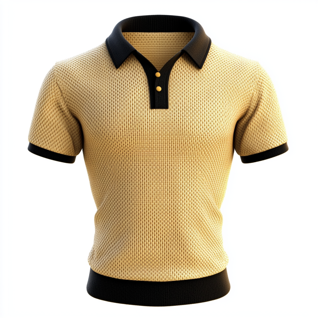 3D mens polo with jaquard texture in 50's style.