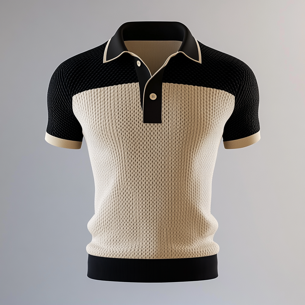 3D polo with textured jaquard fabric, floating photo-realistic.