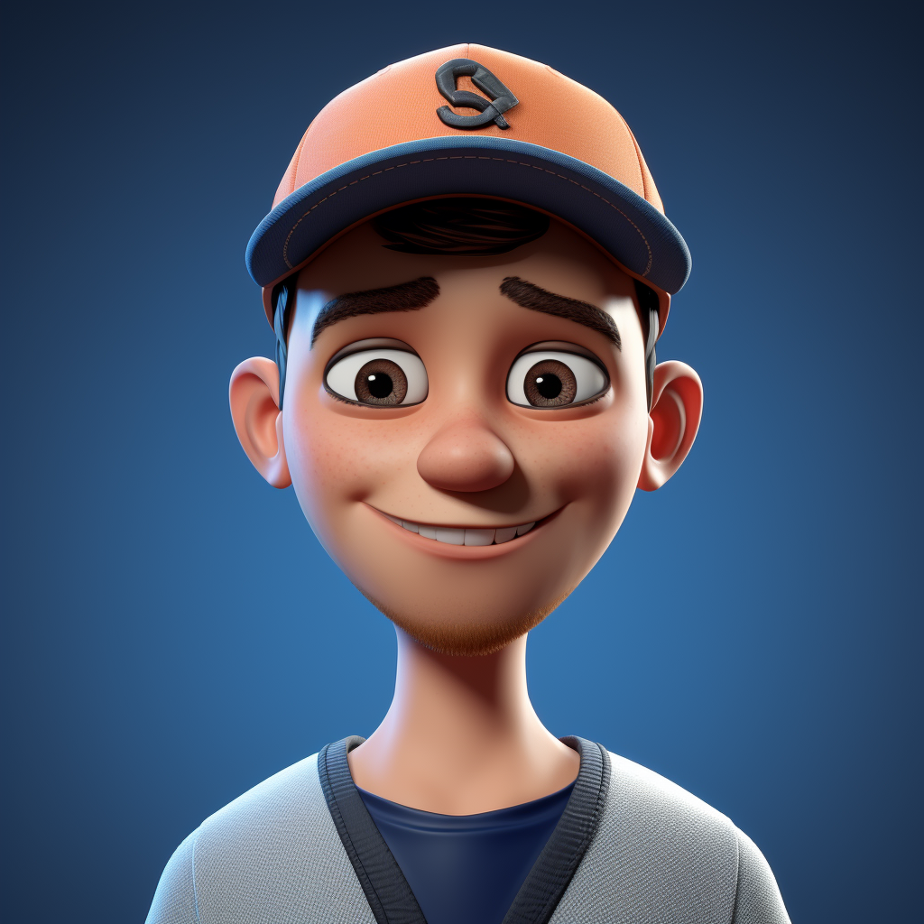 Stylish 3D character guy in a baseball hat