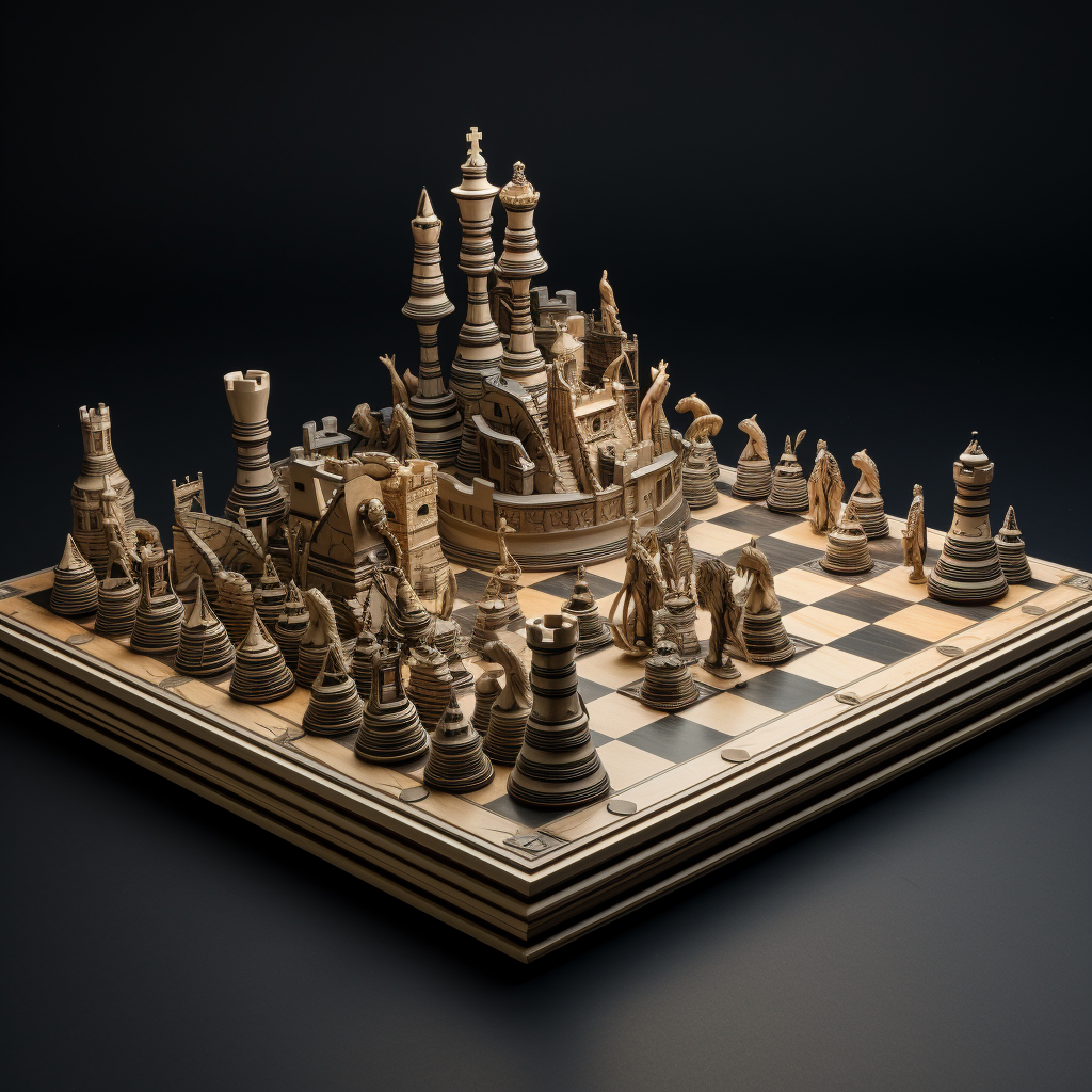 3D chess set on 2D board