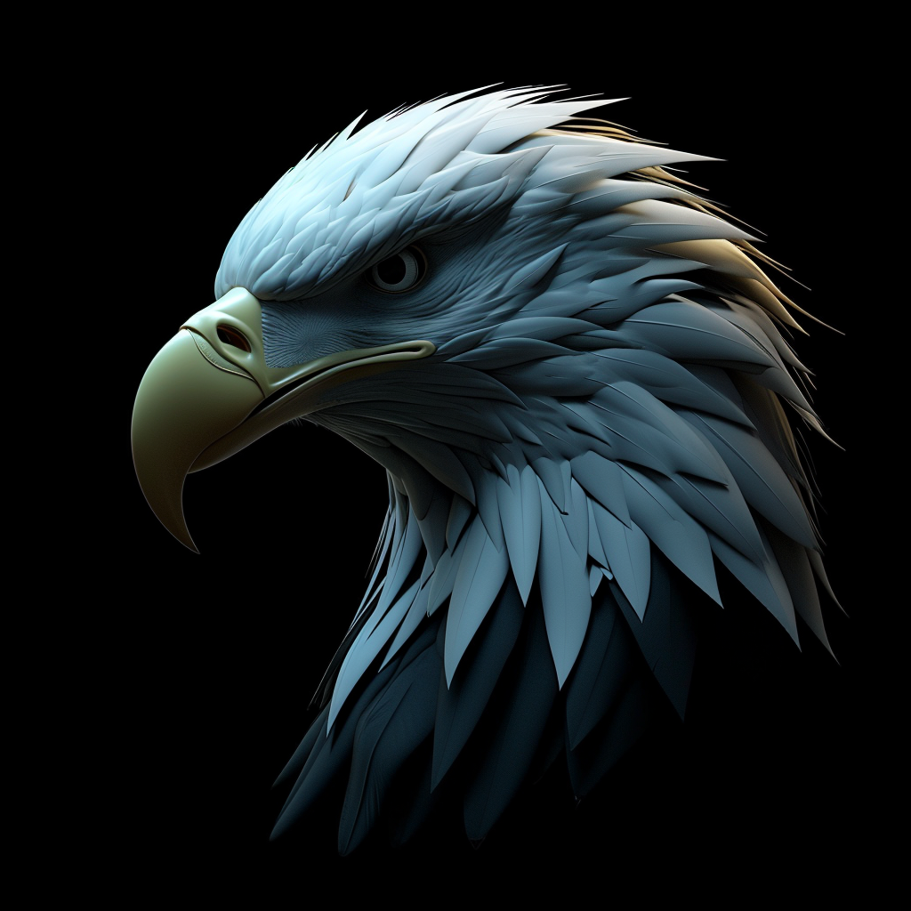 Eagle shape icon on black background