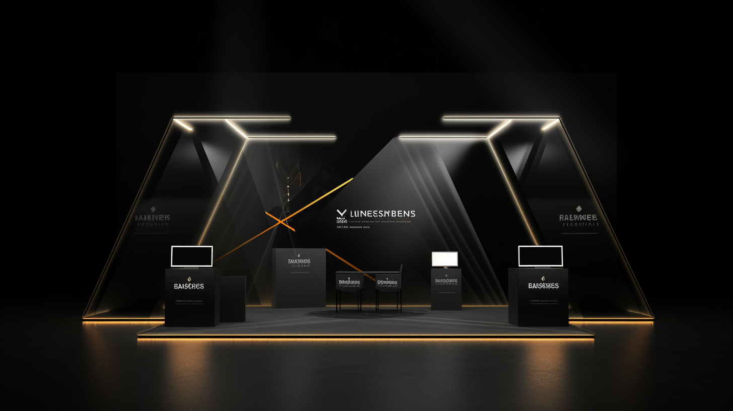 Exhibition stand mockup on black background