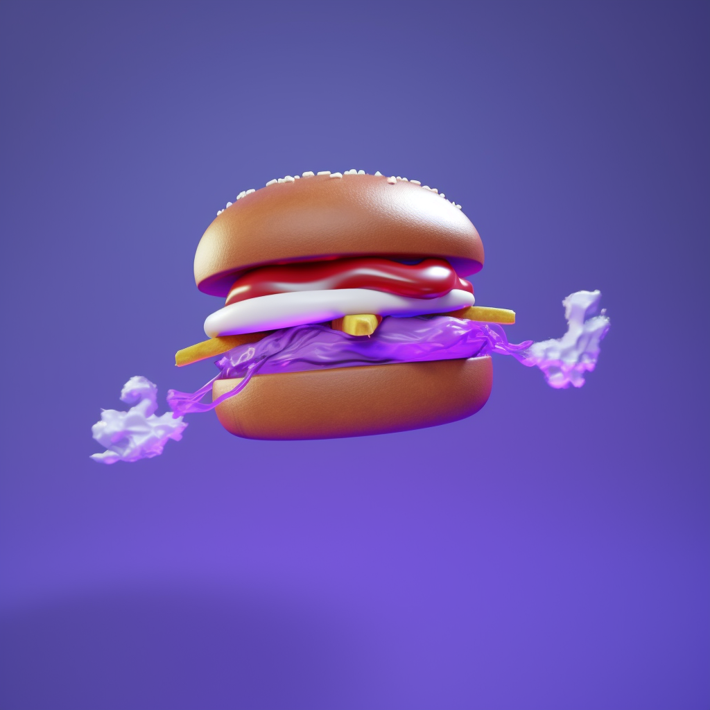 High Detail 3D Hamburger with Santa Claus Hat