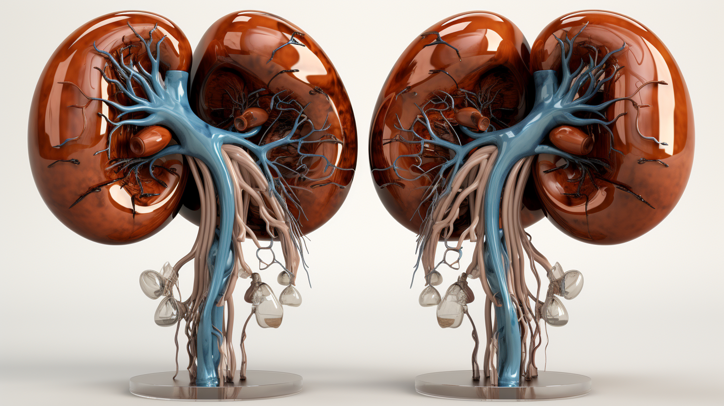 Detailed illustration of 3D human kidneys