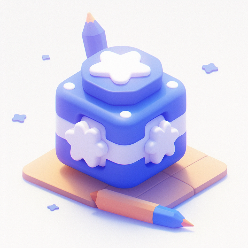 Blue Cartoon Pencil Icon