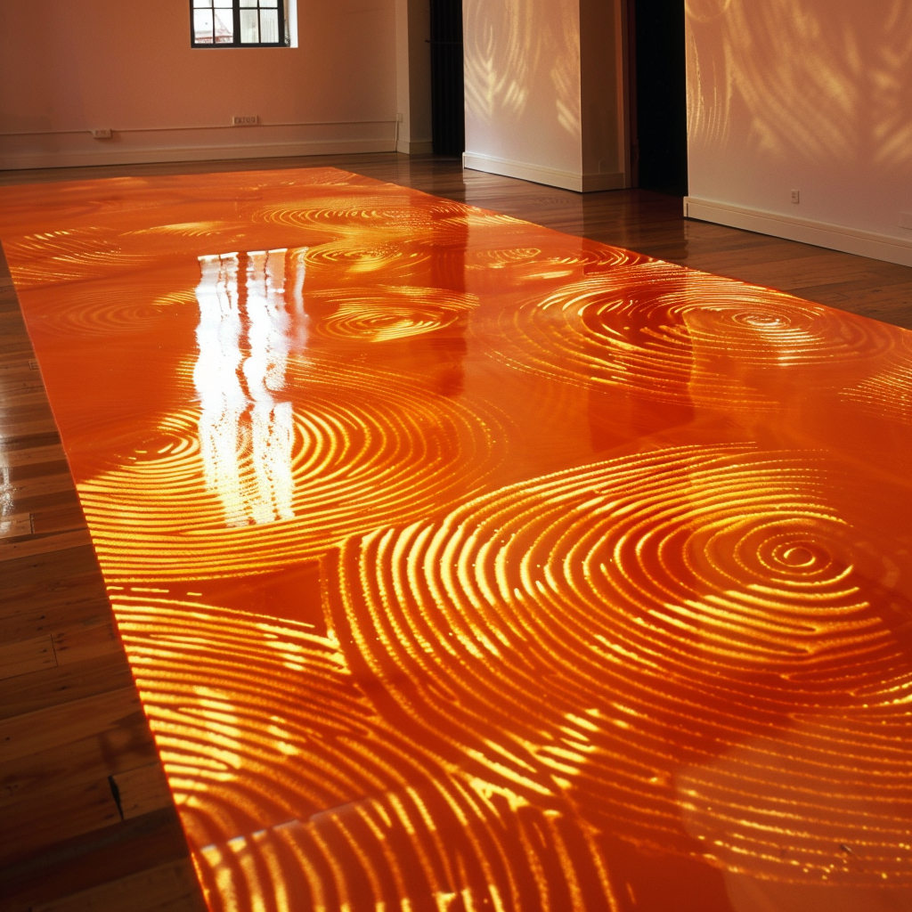 3D orange floor with wolf fingerprints