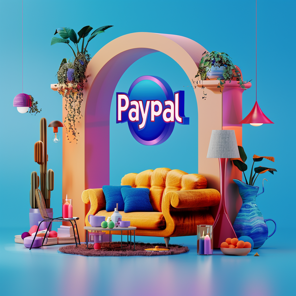 3D PayPal Logo with gadgets